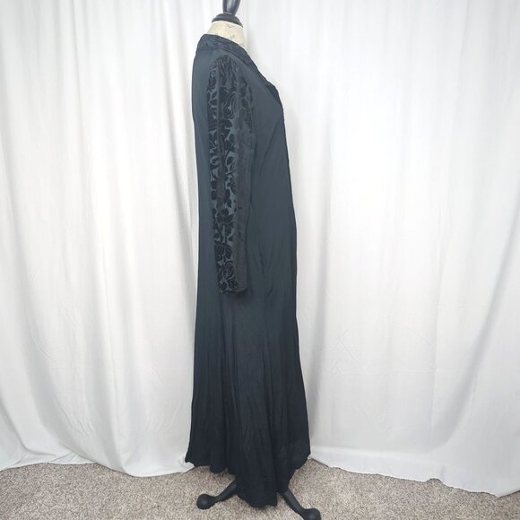 Vintage Sterling Maxi Dress Large Black Goth Kaftan - Picture 7 of 8